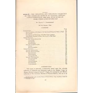 Bild des Verkufers fr The Chilopoda and Diplopoda Collected the AMNH Congo Expedition (1909-1915) zum Verkauf von Buteo Books