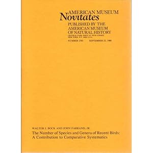 Bild des Verkufers fr The Number of Species and Genera of Recent Birds: A Contribution to Comparative Systematics zum Verkauf von Buteo Books