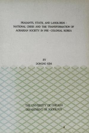 Peasants, State and Landlords: National Crisis and the Transformation of Agrarian Society in Pre-...