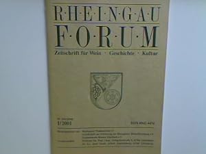 Bild des Verkufers fr Die Einnehmung des Rheingaues durch den erwhlten Mainzer Erzbischof Christian von Heusenstamm im Jahre 1545. - in : Rheingau Forum - Zeitschrift fr Wein, Geschichte, Kultur - Heft 1/2001. zum Verkauf von books4less (Versandantiquariat Petra Gros GmbH & Co. KG)