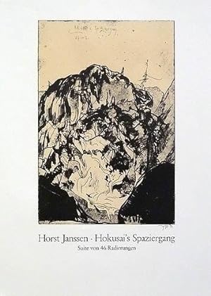 Horst Janssen - Hokusai's Spaziergang. Suite von 46 Radierungen. [19]71. [Signiertes Plakat, Farb...