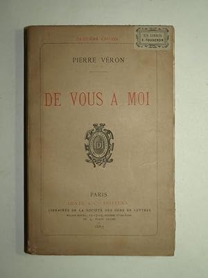 Imagen del vendedor de De vous  moi. a la venta por Librairie Aubry