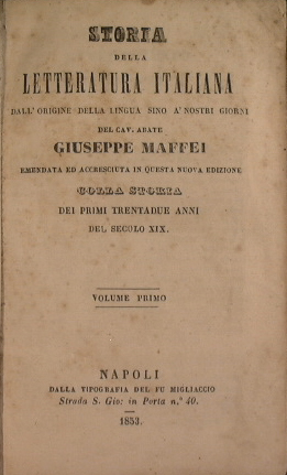 Storia della letteratura italiana. Dall'origine della lingua sino a' nostri giorni