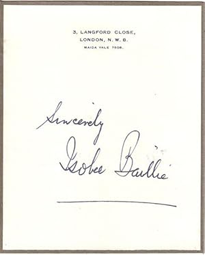 Seller image for Autograph / signature of the Scottish soprano, Isobel Baillie. for sale by David Strauss