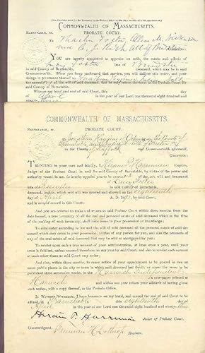 Documents Legal (Executor's Inventory, Letter's Testamentary with will of November 5, 1890): Barn...
