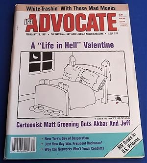 Seller image for The Advocate (Issue No. 571, February 26, 1991): The National Gay and Lesbian Newsmagazine Magazine (Cover Story: Cartoonist Matt Groening Outs Akbar and Jeff) for sale by Bloomsbury Books