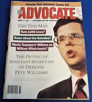 Seller image for The Advocate (Issue No. 584, August 27, 1991): The National Gay and Lesbian Newsmagazine Magazine (Cover Story: The Outing of Assistant Secretary of Defense Pete Williams) for sale by Bloomsbury Books