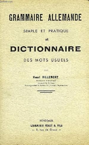 Seller image for GRAMMAIRE ALLEMANDE ET DICTIONNAIRE for sale by Le-Livre
