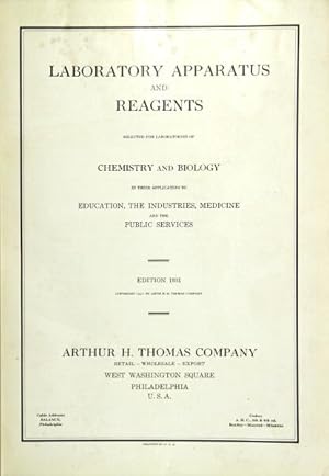 Imagen del vendedor de Laboratory apparatus and reagents selected for laboratories of chemistry and biology in their application to education, the industries, medicine and the public services a la venta por Rulon-Miller Books (ABAA / ILAB)