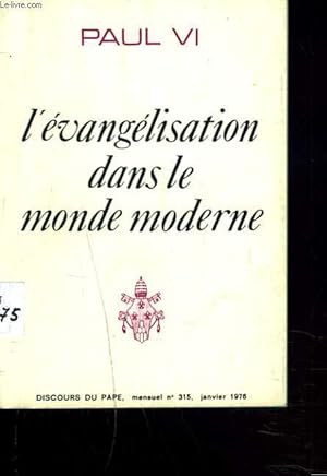 Immagine del venditore per L'EVANGELISATION DANS LE MONDE MODERNE. venduto da Le-Livre