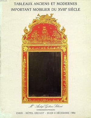 Bild des Verkufers fr TABLEAUX ANCIENS ET MODERNES, IMPORTANT MOBILIER DU XVIIIe SIECLE (CATALOGUE) zum Verkauf von Le-Livre