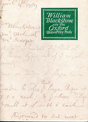 Image du vendeur pour William Blackstone and the Oxford University Press mis en vente par Dorley House Books, Inc.