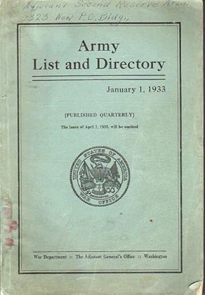 Army List and Directory, Published Quarterly, January 1, 1933