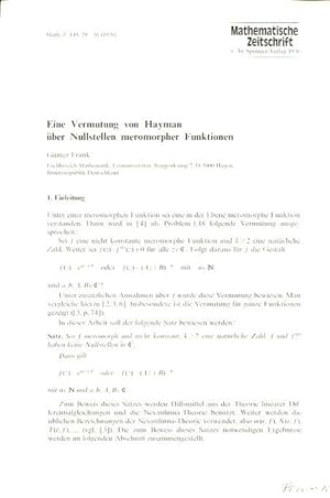 Eine Vermutung von Hayman über Nullstellen meromorpher Funktionen.