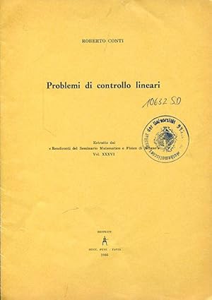 Seller image for Problemi di controllo Lineari. for sale by Antiquariat am Flughafen