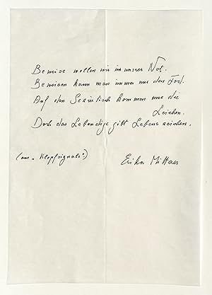 Imagen del vendedor de Eigenh. Gedichtmanuskript (4 Zeilen) mit U. a la venta por Eberhard Kstler Autographen&Bcher oHG