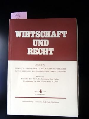 Imagen del vendedor de Wirtschaft und Recht. Zeitschrift fr Wirtschaftspolitik und Wirtschaftsrecht. Mit Einschluss des Sozial-und Wirtschaftsrechts. a la venta por Augusta-Antiquariat GbR