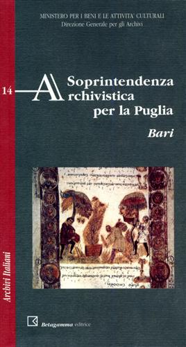 Image du vendeur pour Sovrintendenza Archivistica per la Puglia. Bari. mis en vente par FIRENZELIBRI SRL