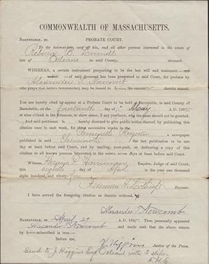 Documents Legal (Notice to appear regarding estate of Rebecca B. Le__ill): Commonwealth of Massac...