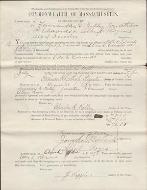 Documents Legal (Guardian's Inventory): Commonwealth of Massachusetts, Barnstable ss., Probate Co...