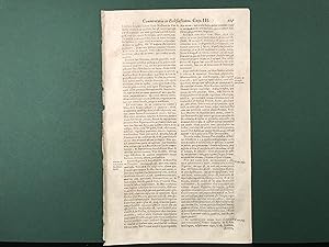 SINGLE LEAF from: Commentaria in Ecclesiasticum - Indicibus Necessariis Illustrata - R.P. Corneli...