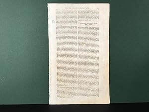 Seller image for SINGLE LEAF from: Praelectionum Theologicarum, Quas Auctor in Scholis Sorbonicis Habuit, Continuatio Continens Tractatus De Universa Theologia Morali - TOMUS VI - (Praelectiones Theologicae) - Honorati Tournely (Original Early Letterpress Printing) for sale by Bookwood