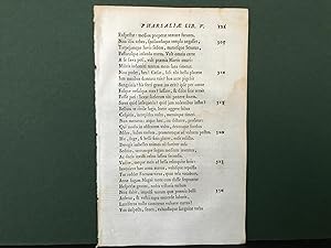 SINGLE LEAF from: Pharsalia Ejusdem ad Calpurnium Pisonem Poemation Praemittitur Notitia Literari...
