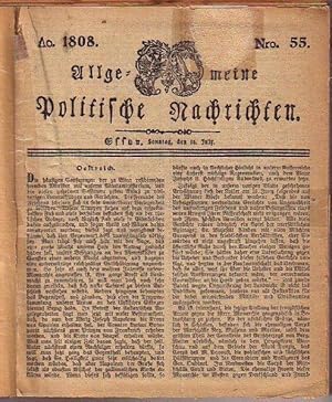 Allgemeine Politische Nachrichten. Sammelband 1808. Inhalt: Nro 55 - 71 und 73, 74, 76, 77, 78 vo...