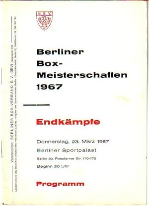 Berliner Box-Meisterschaften 1967. Endkämpfe. Donnerstag, 23. März 1967. Berliner Sportpalast, Po...