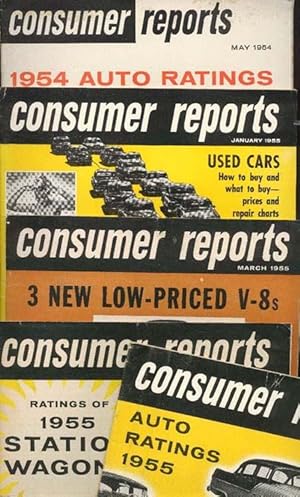 CONSUMER REPORTS: Five Auto Issues: May 1954 & January, March, May and July 1955