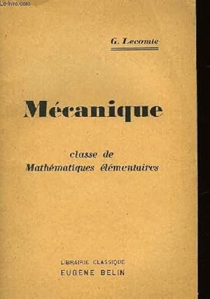 Bild des Verkufers fr MECANIQUE zum Verkauf von Le-Livre