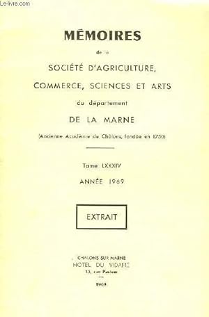 Bild des Verkufers fr MEMOIRES DE LA SOCIETE D'AGRICULTURE, COMMERCE, SCIENCES ET ARTS DU DEPARTEMENT DE LA MARNE - TOME 54 (EXTRAIT) - ANNEE 1969 - CIMETIERE GAULOIS ET GALLO-ROMAIS EN CHAMPAGNE - LE CIMETIERE DE LA TEMPETE A NOMEE zum Verkauf von Le-Livre