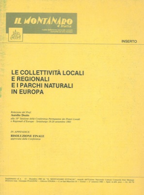 Le collettività locali e regionali e i parchi naturali in Europa - Risoluzione finale approvata d...