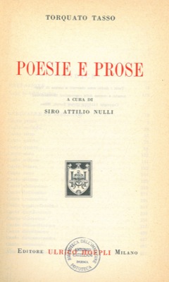 Bild des Verkufers fr Poesie e prose. zum Verkauf von Libreria Piani
