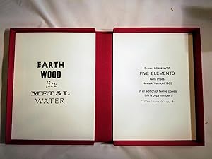 Seller image for Five elements - COPY NUMBER 5 OF AN EDITION OF TWELVE COPIES. - IN PUBLISHER'S DARK RED FOLDING CASE. for sale by Bibliophilia Books