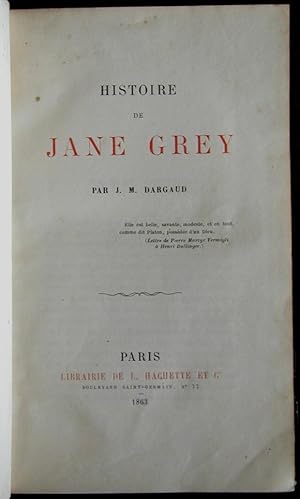 Imagen del vendedor de Histoire de Jane Grey a la venta por Ad hoc Art