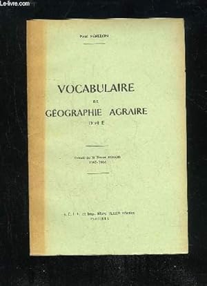 Bild des Verkufers fr VOCABULAIRE DE GEOGRAPHIE AGRAIRE - D ET E zum Verkauf von Le-Livre