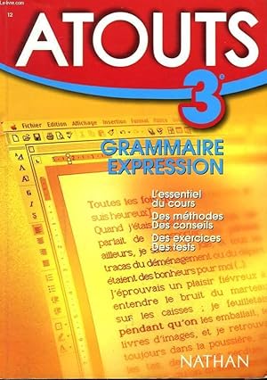 Imagen del vendedor de ATOUTS 3e. GRAMMAIRE, EXPRESSION. a la venta por Le-Livre