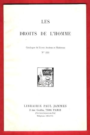 Les Droits de l'Homme . Catalogues de Livres Anciens et Modernes n° 223