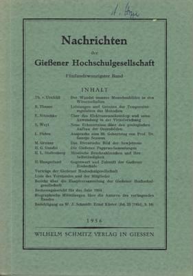 Nachrichten der Giessener Hochschulgesellschaft. 25. Band.