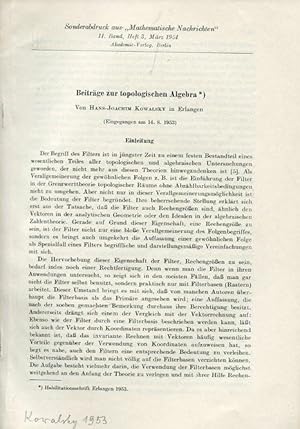 Bild des Verkufers fr Beitrge zur topologischen Algebra. zum Verkauf von Antiquariat am Flughafen