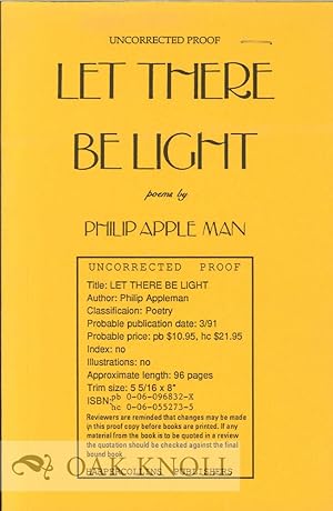 Seller image for LET THERE BE LIGHT, POEMS for sale by Oak Knoll Books, ABAA, ILAB