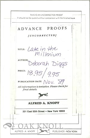 Seller image for LATE IN THE MILLENNIUM, POEMS for sale by Oak Knoll Books, ABAA, ILAB