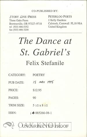 Imagen del vendedor de DANCE AT ST. GABRIEL'S.|THE a la venta por Oak Knoll Books, ABAA, ILAB