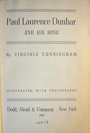 Image du vendeur pour Paul Laurence Dunbar and His Songs mis en vente par Basket Case Books