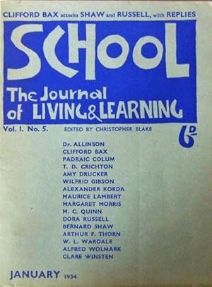 Bild des Verkufers fr School; The Journal of Living & Learning Vol. I No. 5 zum Verkauf von Derringer Books, Member ABAA