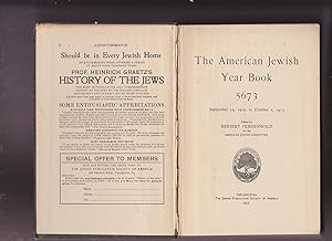 Seller image for The American Jewish Year Book 5673 September 12, 1912 to October 1, 1913 for sale by Meir Turner