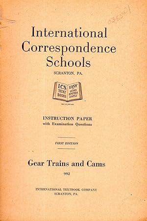 Image du vendeur pour Gear Trains and Cams: Instruction Paper with Examination Questions (#992)) mis en vente par Dorley House Books, Inc.