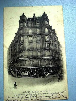 Image du vendeur pour Carte Postale Ancienne - GRAND BAZAR MONCEAU. 63 Boulevard des Batignolles et 40 rue de Constantinople. mis en vente par JOIE DE LIRE