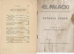 El Palacio. Collection of Six Indices to El Palacio: Index to Volumes XVII, 59, and 61-64.